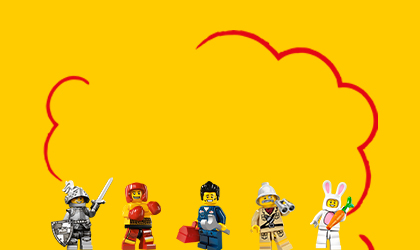 Yellow Banner Mobile 5 Minifigures With Illustrations